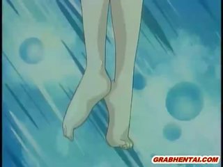 Five hentai dziewczyny skrępowane i grupa poking przez monsters