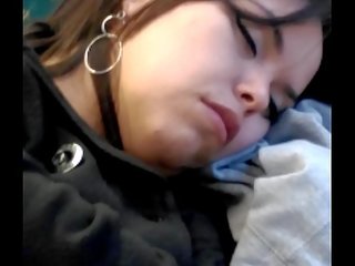 年輕 年輕 女孩 睡眠 物神 在 火車 間諜 dormida en tren